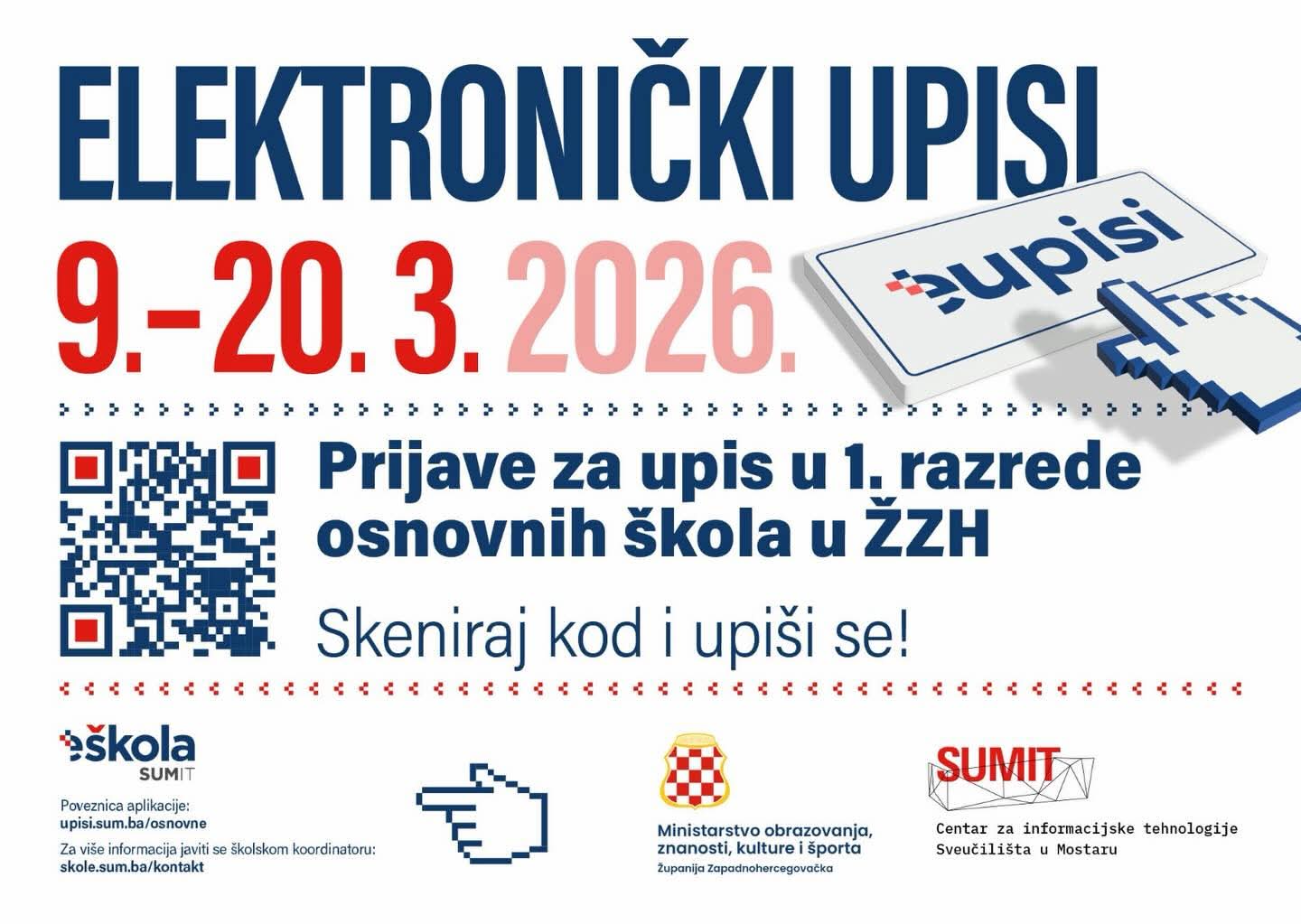 Prijave za upis u 1. razrede osnovnih škola u ŽZH